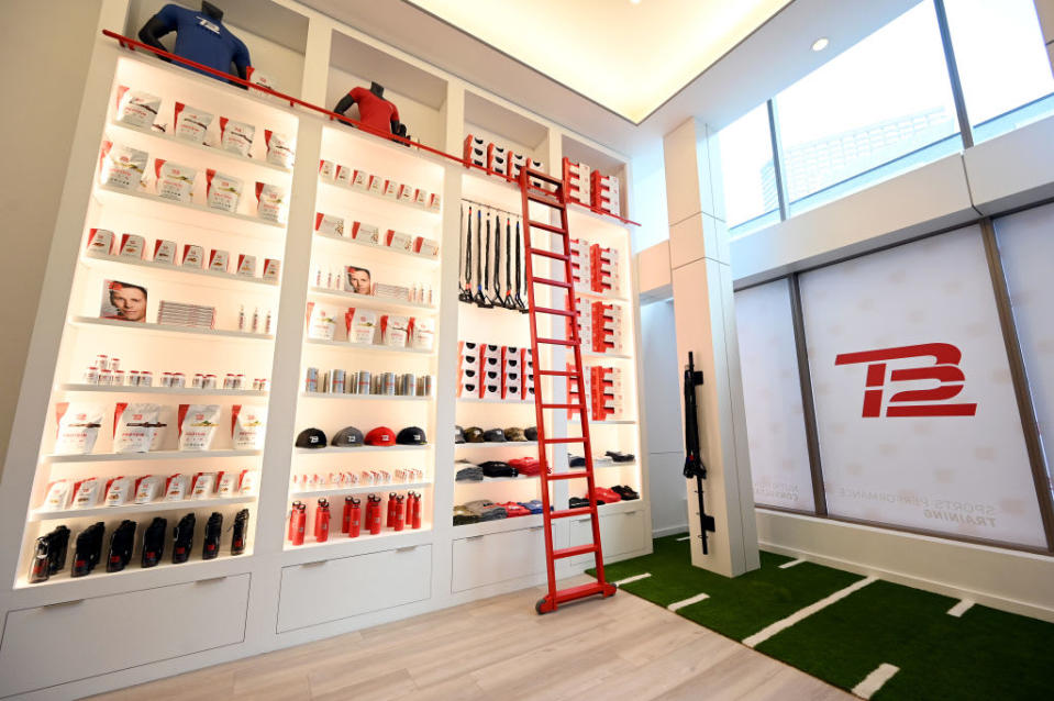 <div class="inline-image__caption"><p>TB12 hosts the grand opening of new flagship in Boston’s Back Bay on Sept. 17, 2019.</p></div> <div class="inline-image__credit">Kevin Mazur/Getty for TB12</div>