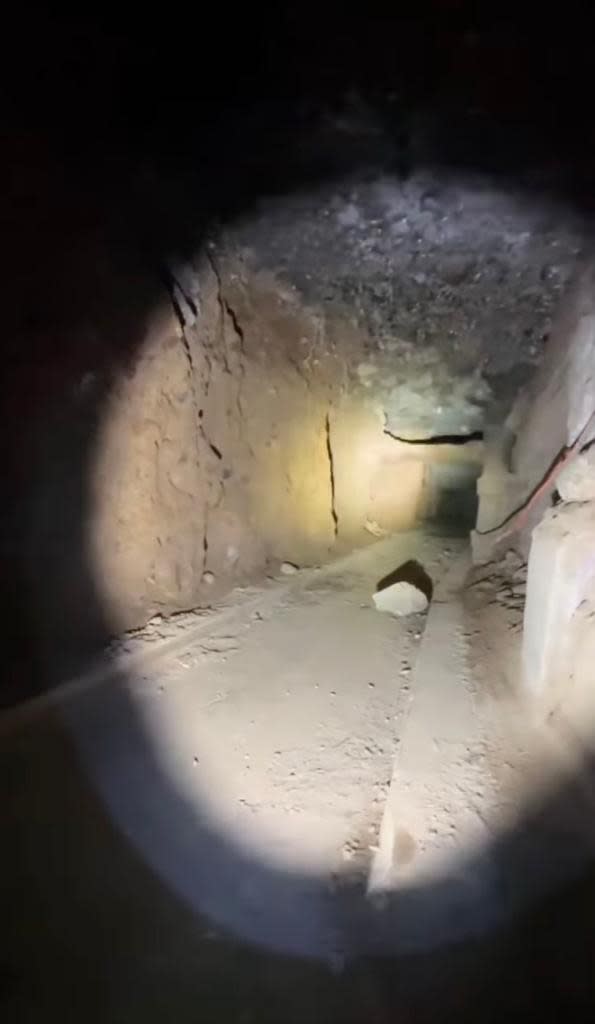 The tunnel discovered under the synagogue in January.