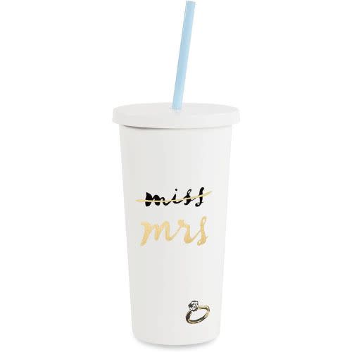 white and gold bride tumbler