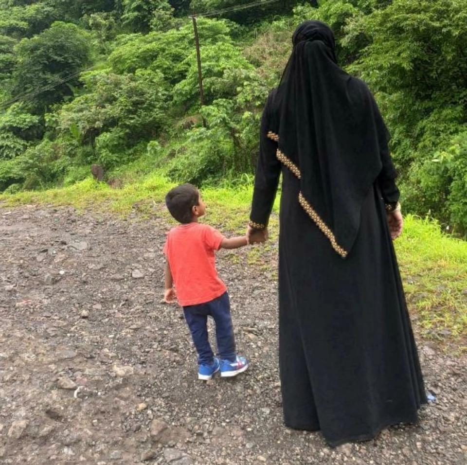 <div class="paragraphs"><p>Jannat is against revealing how she looks to the world. "You can take this photo,"she says. This is her and her son.</p></div>