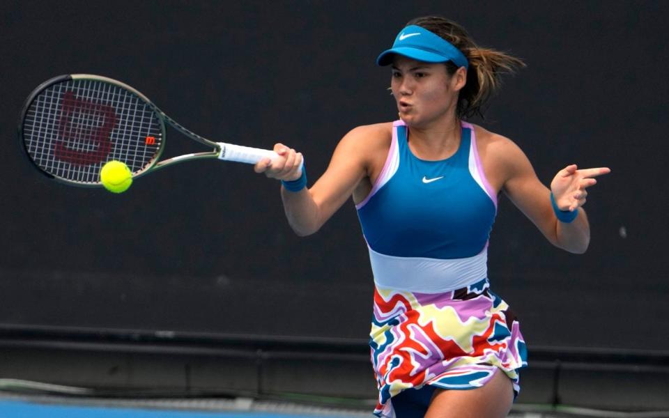 Emma Raducanu playing a forehand in the first round of the 2023 Australian Open - Ng Han Guan/AP