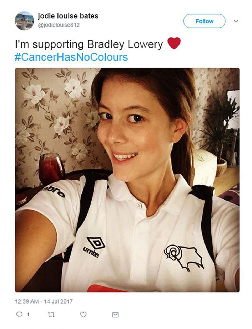 <p>Football fans took to social media to show support for Bradley </p>
