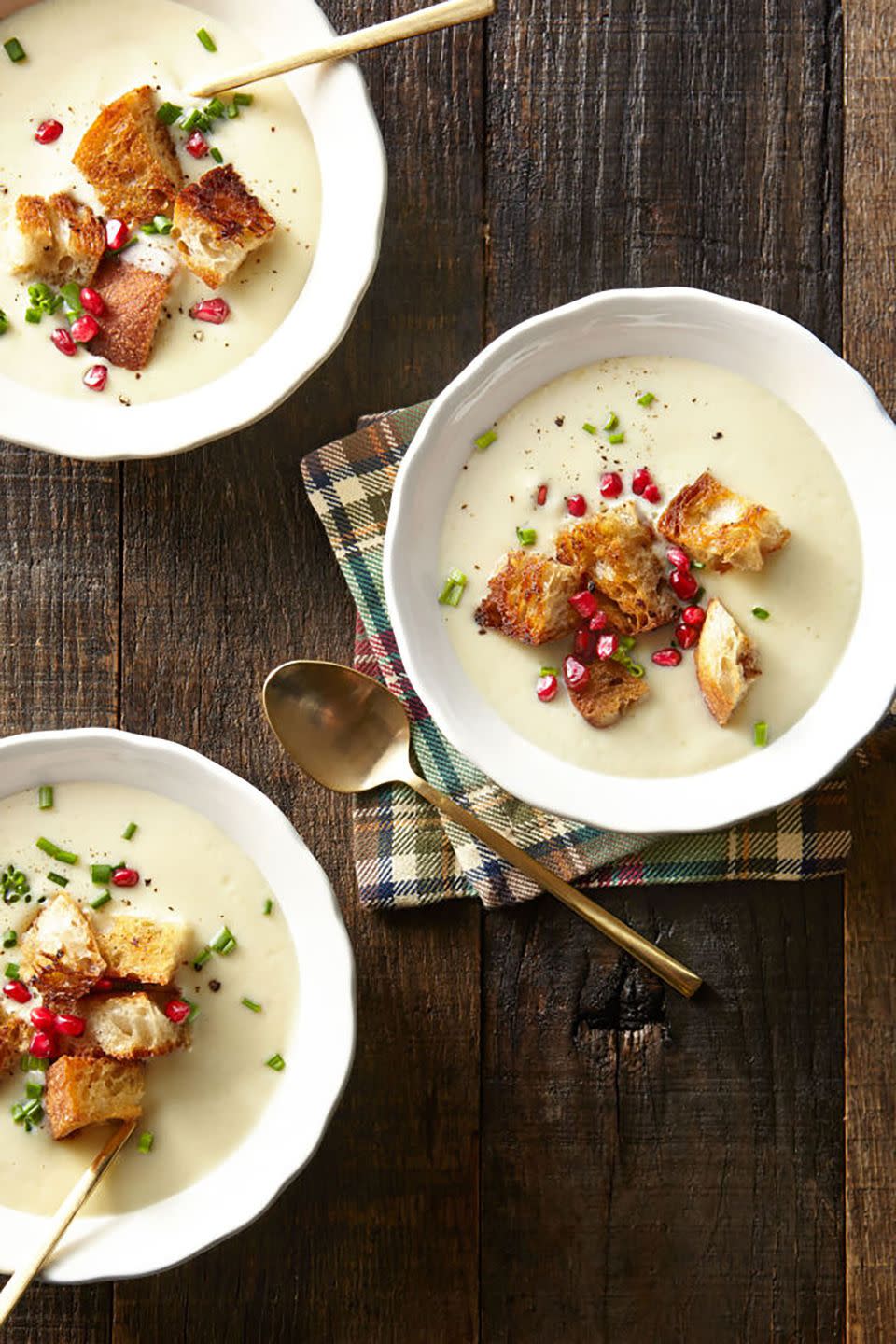 Cauliflower Bisque with Brown Butter Croutons