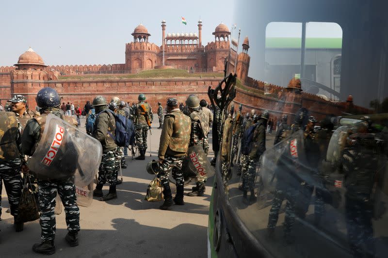 Aftermath of violent clashes between farmers and police, in Delhi