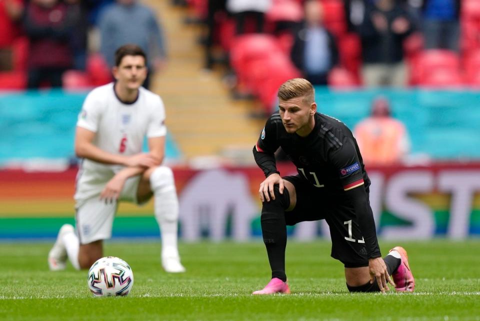 The Germans joined England in taking the knee before the Euro 2020 last-16 tie at Wembley (Getty Images)