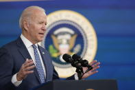 President Joe Biden speaks as he announces that he is nominating Jerome Powell for a second four-year term as Federal Reserve chair, during an event in the South Court Auditorium on the White House complex in Washington, Monday, Nov. 22, 2021. Biden also nominated Lael Brainard as vice chair, the No. 2 slot at the Federal Reserve. (AP Photo/Susan Walsh)