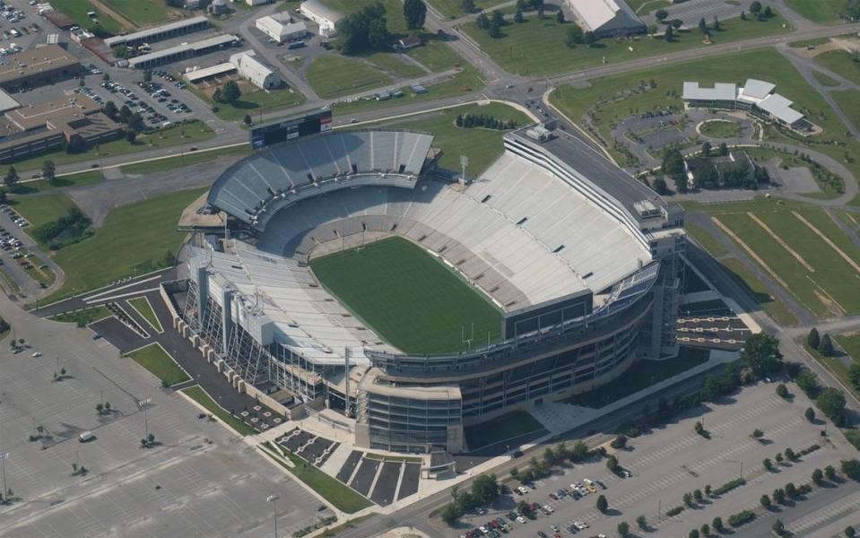 Aerial photograph of Beaver Stadium on the Penn State campus from June 18, 2002.