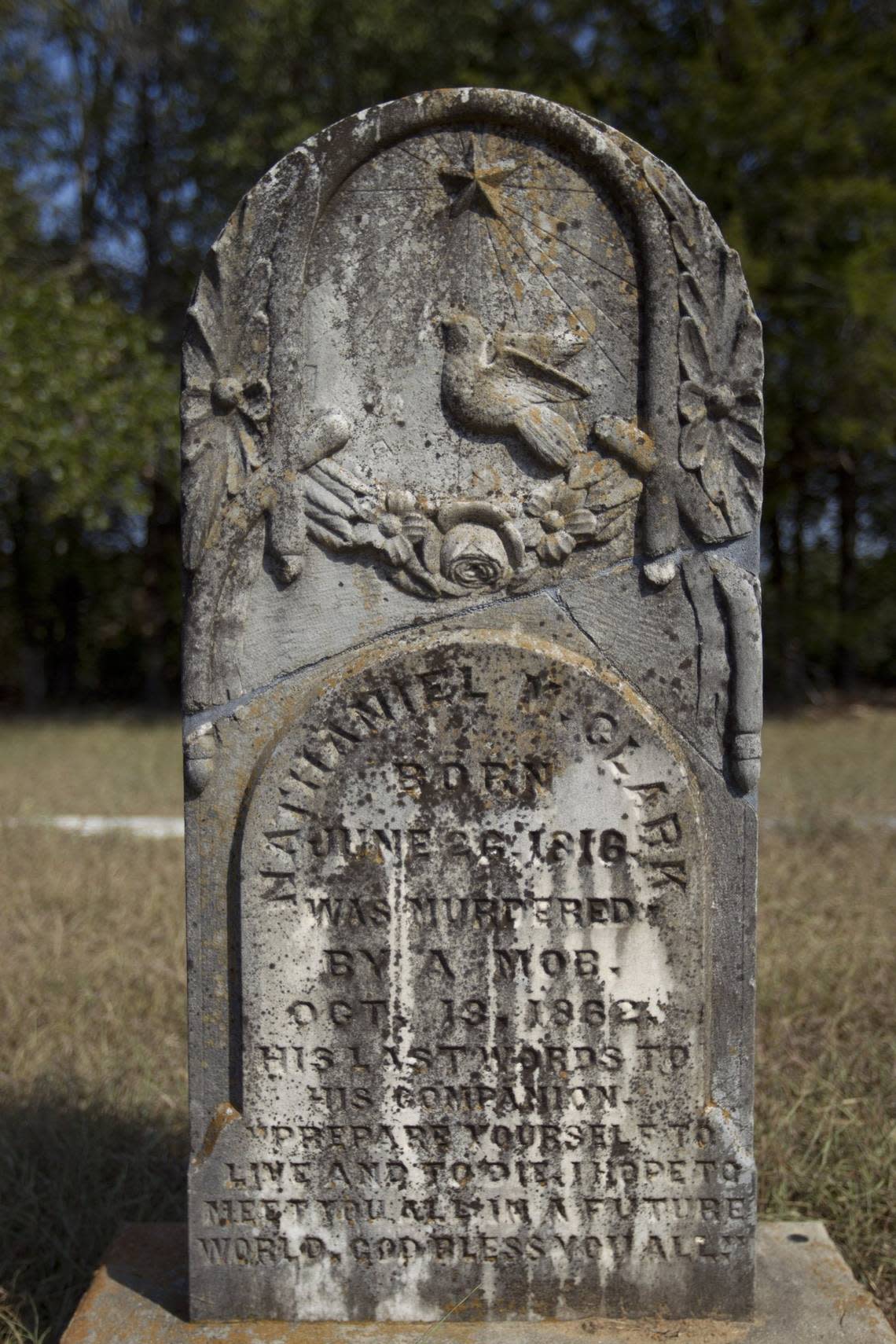 The grave of Nathaniel Miles Clark in the family cemetery on Friday, September 21, 2012.