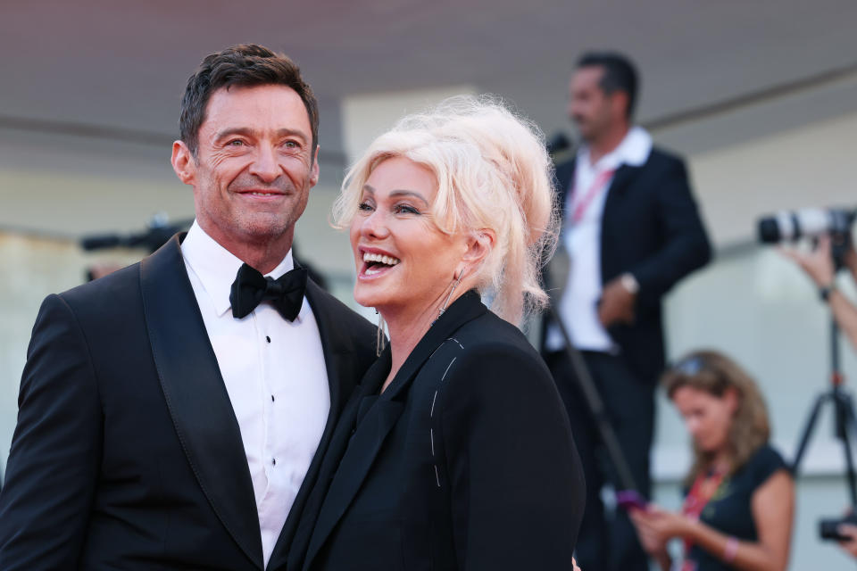 Australian actor Hugh Jackman and his wife Australian director Deborra-Lee Furness attend 