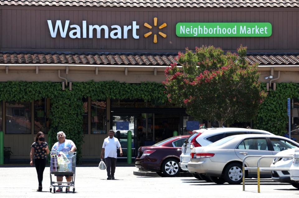 Customers leave a Walmart Neighborhood Market on August 04, 2022 in Rohnert Park, California. (Getty Images)