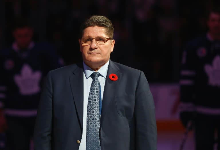 Sergei Makarov is honored for his induction into the Hockey Hall of Fame prior to the game between the Toronto Maple Leafs and the Philadelphia Flyers, at the Air Canada Centre in Toronto, on November 11, 2016