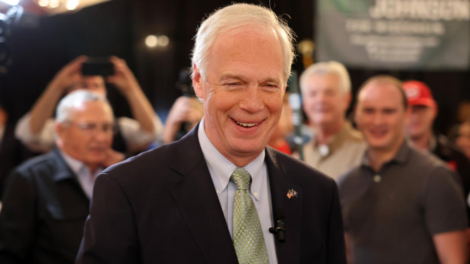 Sen. Ron Johnson at a rally in Waukesha, Wis.