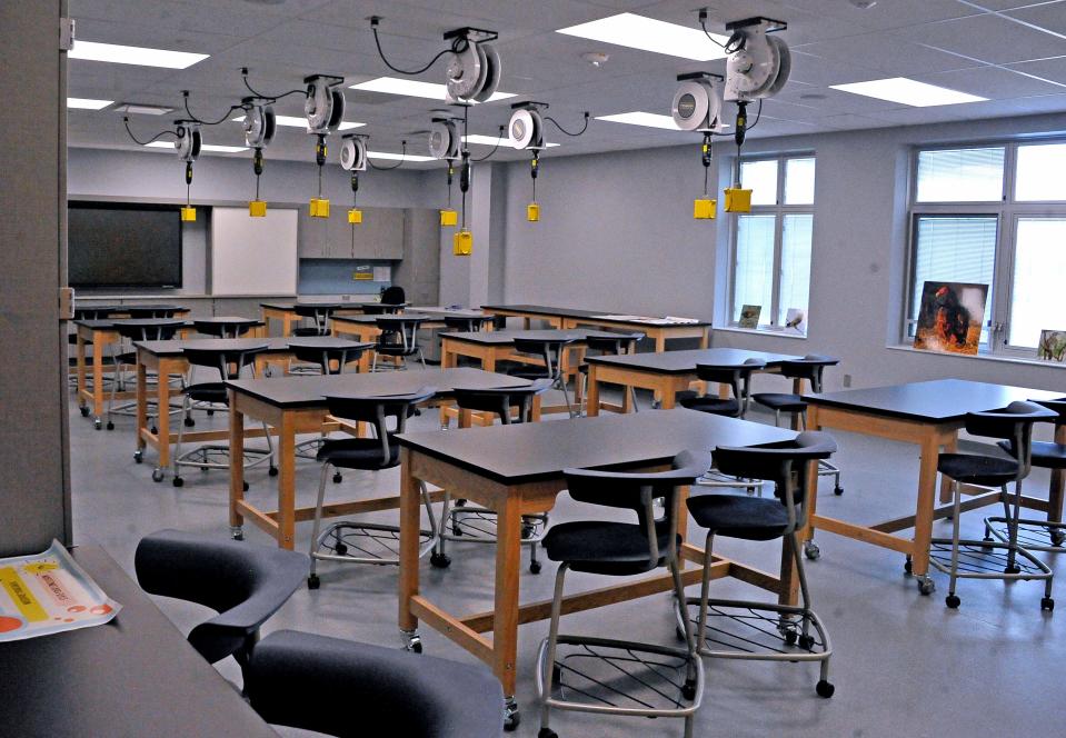 Shown is a new classroom at the new high school in the Hillsdale District.