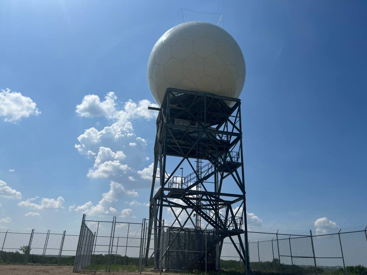 Environment and Climate Change Canada says a broken part took its radar station near Bethune offline on May 24. (Adam Bent/CBC - image credit)