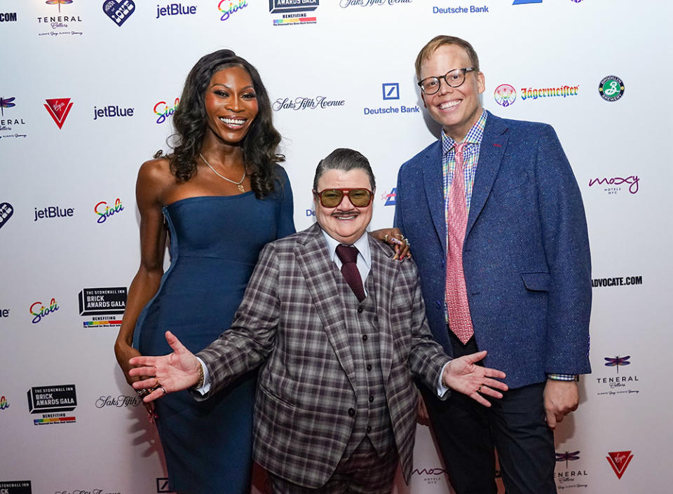 Dominique Jackson, Murray Hill and Jeff Hiller attend the Stonewall Inn Brick Awards Gala at Racket NYC on December 04, 2023 in New York City.