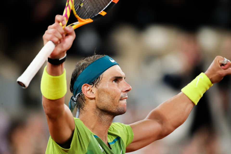 Rafael Nadal during his match against Alexander Zverev on Philipe Chatrier court in the 2022 French Open semi-finals. (Photo by Ibrahim Ezzat/NurPhoto via Getty Images)