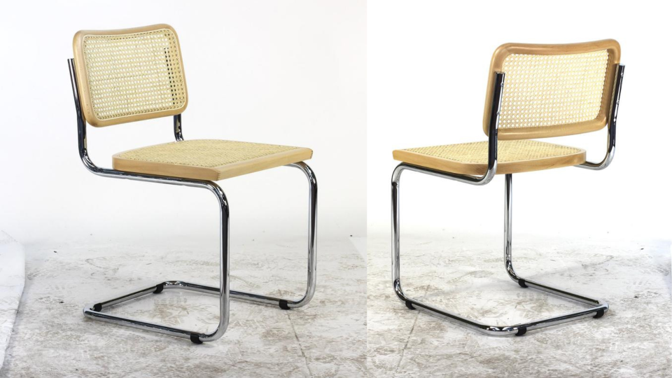 With the same frame and rattan seat and backing, this chair looks just like Breuer’s original.