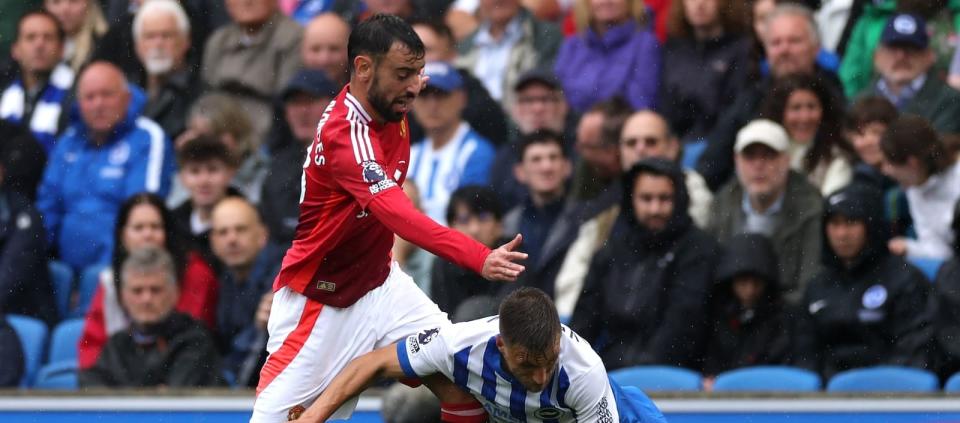 Ian Wright says Bruno Fernandes was “laughing” at Erik ten Hag when substituted at Brighton