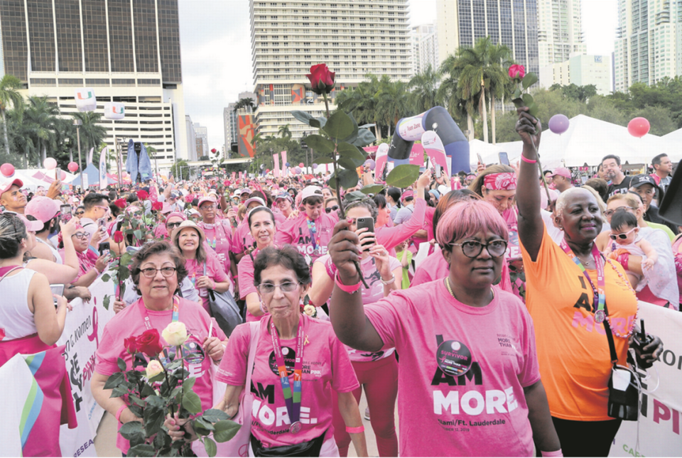 Breast cancer survivors walk in the 24th Annual MORE THAN PINK Walk in 2019 at Bayfront Park in downtown Miami. On Saturday, Oct. 16, the walk will be held at Bayfront Park, 301 Biscayne Blvd. Registration begins at 7 a.m. The opening ceremony begins at 9 a.m.