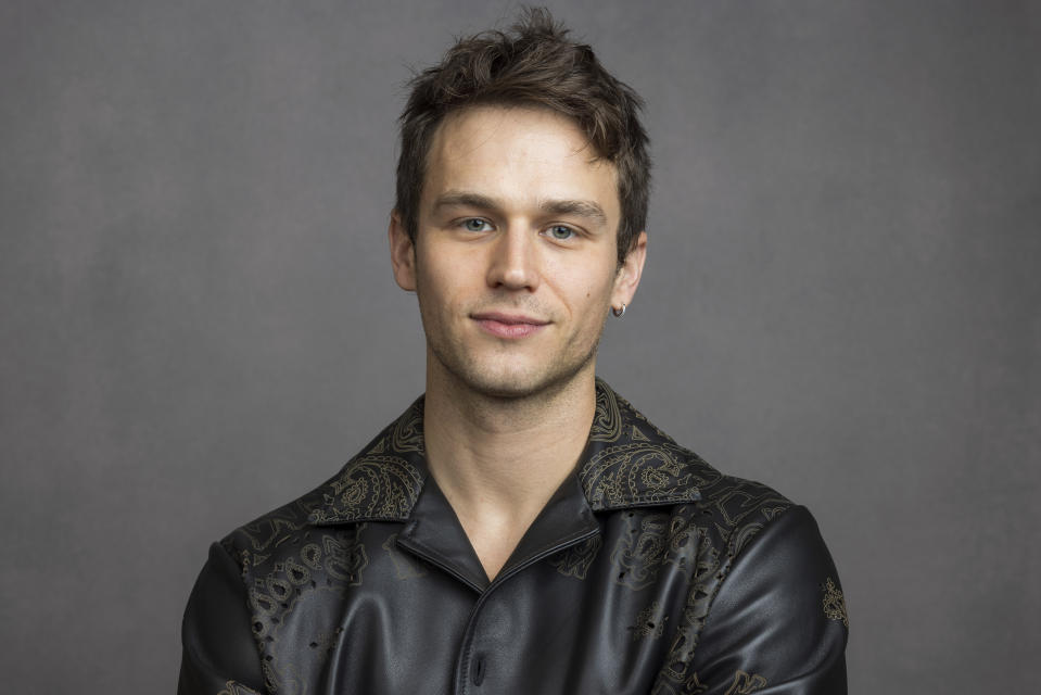 Cast member Brandon Flynn poses for a portrait to promote the Apple TV+ television series "Manhunt" during the Winter Television Critics Association Press Tour on Monday, Feb. 5, 2024, at The Langham Huntington Hotel in Pasadena, Calif. (Willy Sanjuan/Invision/AP)