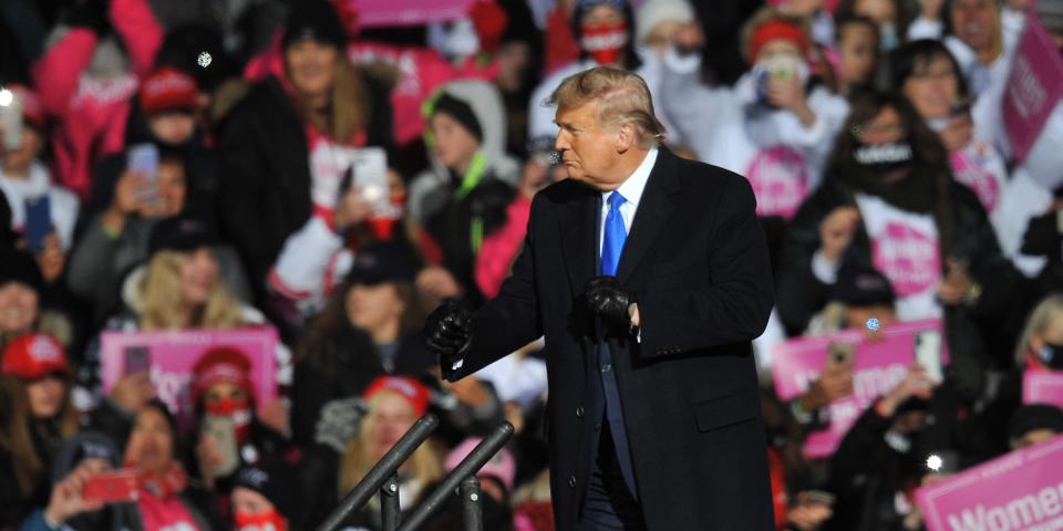 OMAHA, NE - OCTOBER 27: US President Donald Trump speaks during a campaign rally on October 27, 2020 in Omaha, Nebraska. With the presidential election one week away, candidates of both parties are attempting to secure their standings in important swing states. (Photo by Steve Pope/Getty Images)