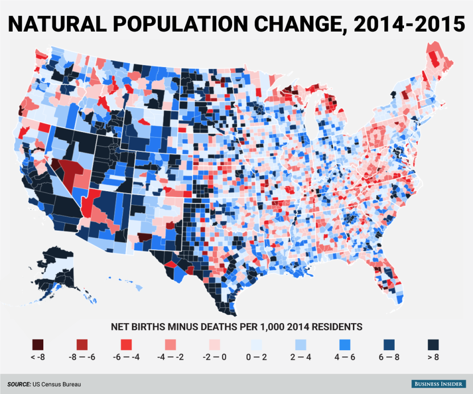 natural change county map 2016