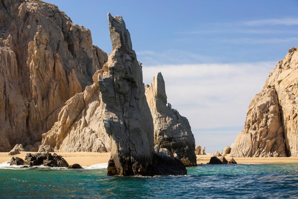 View of the famous beach Playa del Amor in Cabo San Lucas, Baja California Sur, Mexico.