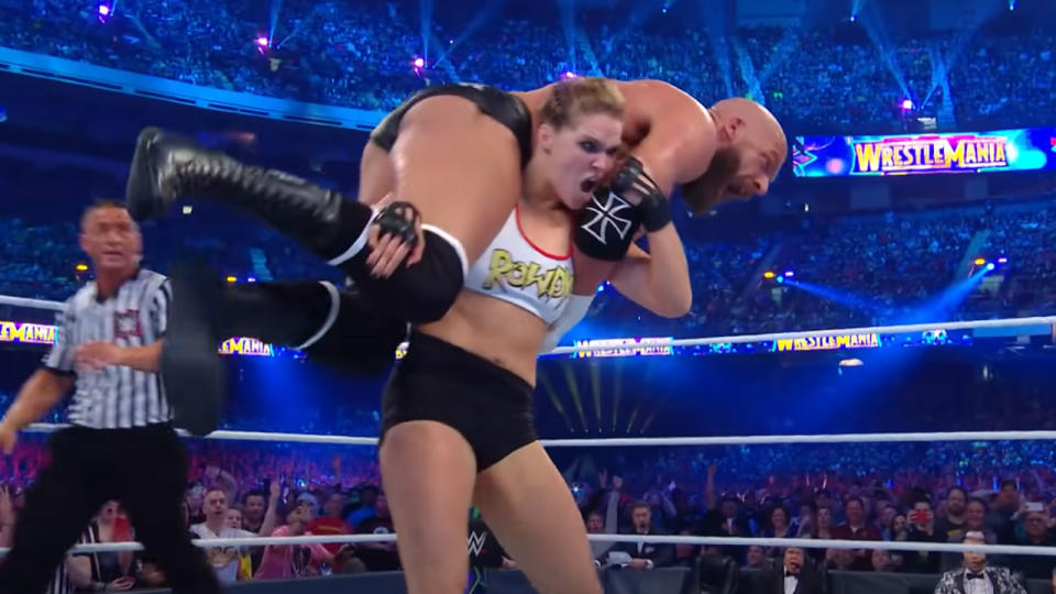 Kurt Angle & Ronda Rousey vs. Triple H & Stephanie McMahon (WrestleMania 34)