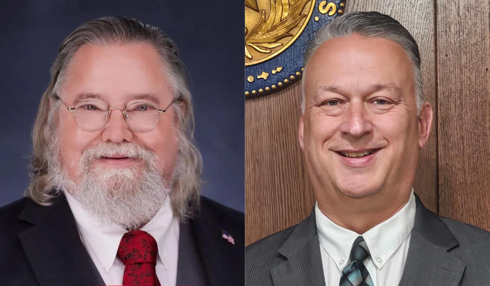 Candidates Jimmy Granberry, left, and James Sales, right, are running in the May 28 primary to become the Nueces County Republican Party’s nominee for district attorney.