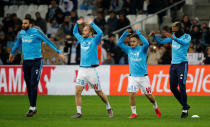 <p>Les Marseillais (ici Adil Rami,Valère Germain, Yusuf Sari et Clinton N’Jie) espèrent prolonger leur série de 11 matchs sans défaite, toutes compétitions confondues, dont 7 en Ligue 1 (5 victoires, 2 nuls). </p>