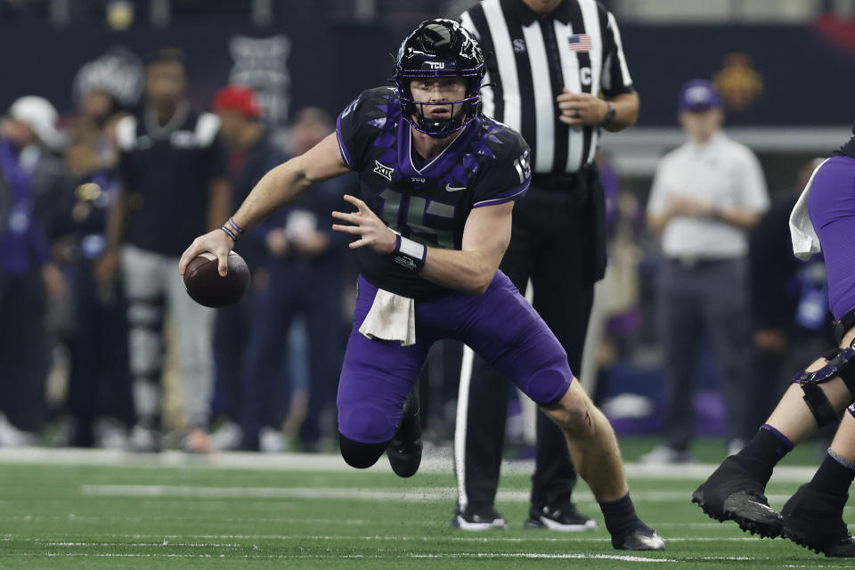 Max Duggan started this season as TCU's backup quarterback, then due to an injury to the starter, he came in and led the Horned Frogs to a 12-1 season. (Tim Heitman/Getty Images)
