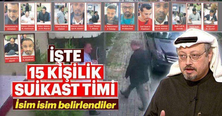 A graphic from the Turkish daily newspaper Sabah purports to identify the 15-member Saudi team allegedly involved in the disappearance of journalist Jamal Khashoggi