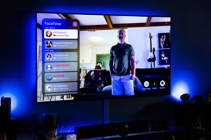 Phil Nickinson making a FaceTime call on Apple TV 4K.