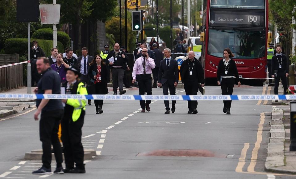 Police at the scene of the major incident on Tuesday morning (EPA)
