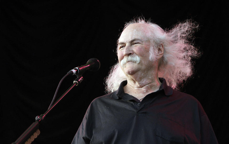 FILE - Musician David Crosby performs during a benefit concert for the City Parks Foundation at Central Park SummerStage, on July 29, 2008, in New York. Crosby, the brash rock musician who evolved from a baby-faced harmony singer with the Byrds to a mustachioed hippie superstar and an ongoing troubadour in Crosby, Stills, Nash & (sometimes) Young, has died at age 81. His death was reported Thursday, Jan. 19, 2023, by multiple outlets. (AP Photo/Diane Bondareff, File)