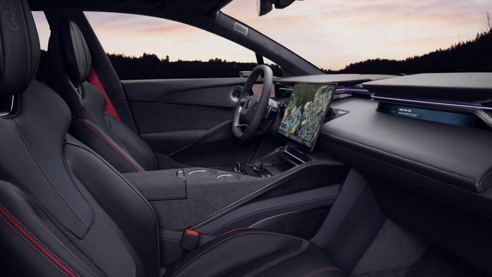 The interior of the all-electric Lotus Eletre S SUV.