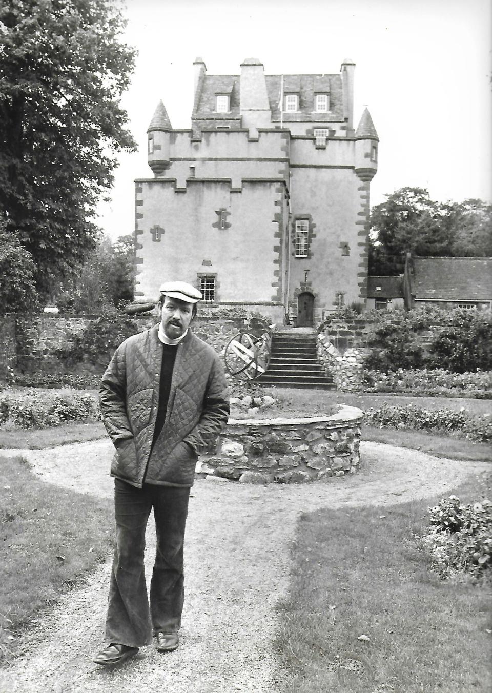 Marc Ellington in front of Towie Barclay Castle