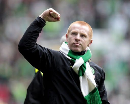 Neil Lennon, manager of Celtic, at a Scottish Premier League football match in 2010. "Having watched Helsinki last week I know it's going to be a really hard game," he told Scottish media after watching his side draw 1-1 in a friendly with Inter Milan on Saturday