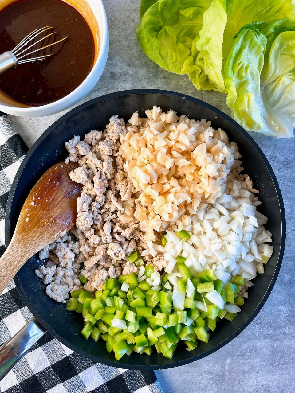 Chicken lettuce wraps are a fast and easy one-skillet dinner.