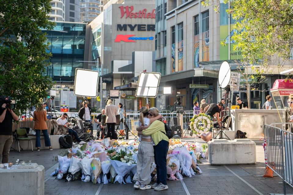 Memorial for victims of Bondi Junction shopping centre mass stabbing (EPA)