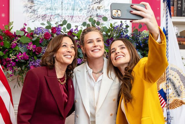 <p>Vice Preseident Kamala Harris/Instagram</p> Sophia Bush and Ashlyn Harris Pose with Kamala Harris at Event Celebrating Womenâ€™s Sports