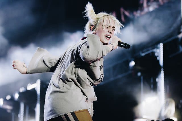 <p>Rich Fury/Getty</p> Billie Eilish performs onstage during Austin City Limits Festival at Zilker Park on October 02, 2021.