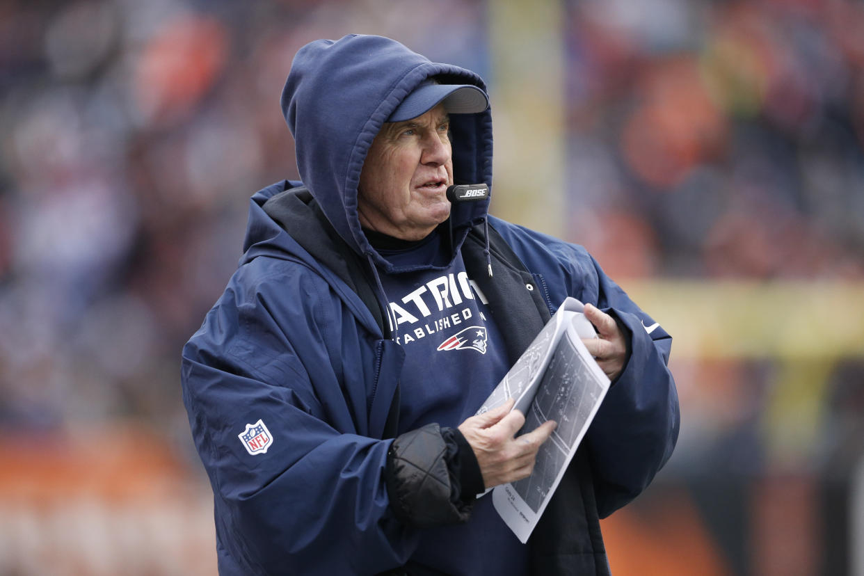 Patriots head coach Bill Belichick was not linked to the film crew caught taping the Bengals' sideline on Dec. 8, according to the NFL. (AP/Gary Landers)