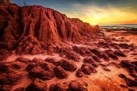 <p>The stunning shore at James Price Point in Western Australia during sunset.</p>