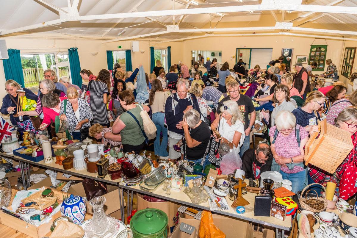 The packed village hall at the jumble sale <i>(Image: Peter Bowler)</i>