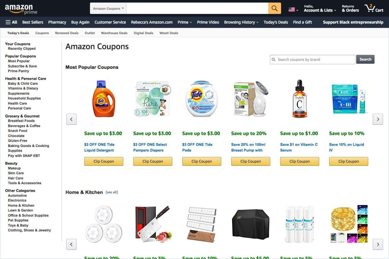 Amazon Coupons Page