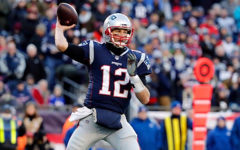 New England Patriots quarterback Tom Brady (12) throws against the Buffalo Bills during the second half at Gillette Stadium - Credit: USA TODAY