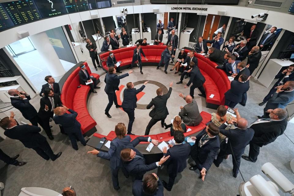 The London Metal Exchange trading floor was temporarily closed due to the pandemic (Yui Mok/PA) (PA Wire)