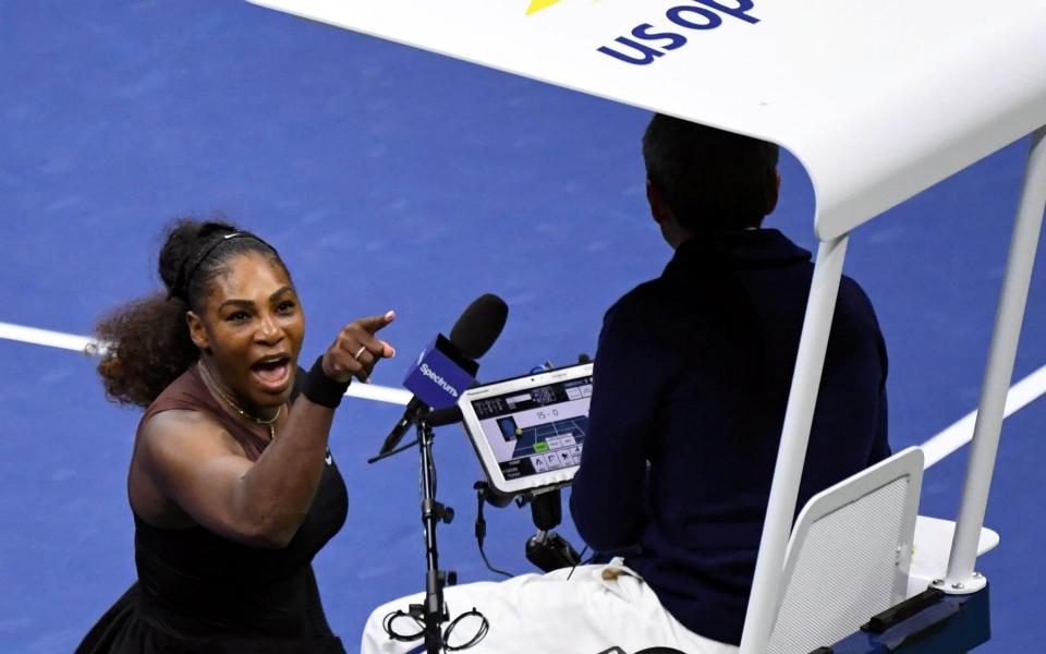 Williams berates umpire Carlos Ramos during the US Open 2018 final - USA TODAY Sports