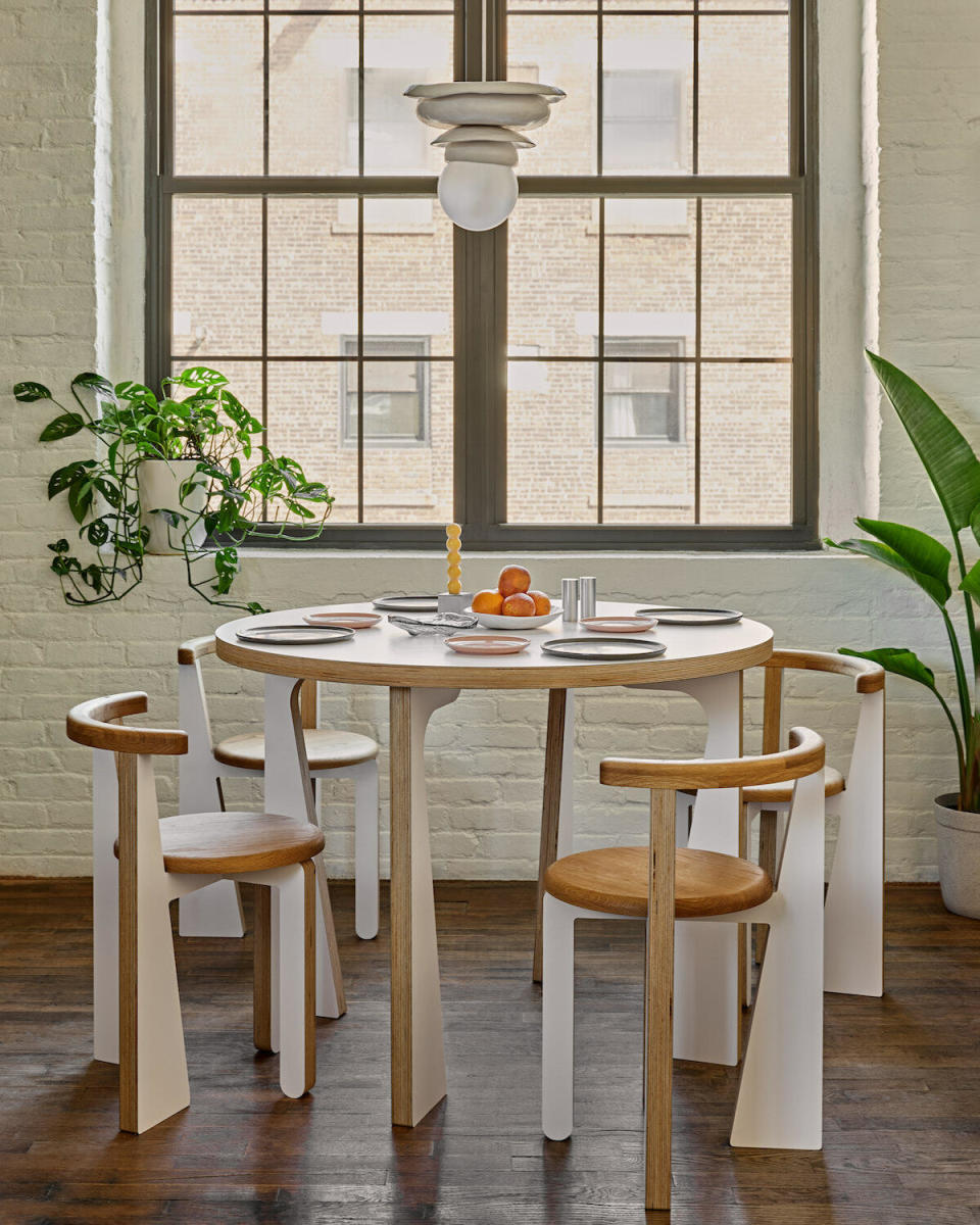 The Abigail table and chairs in Bianco by Office of Tangible Space for Thirdkind